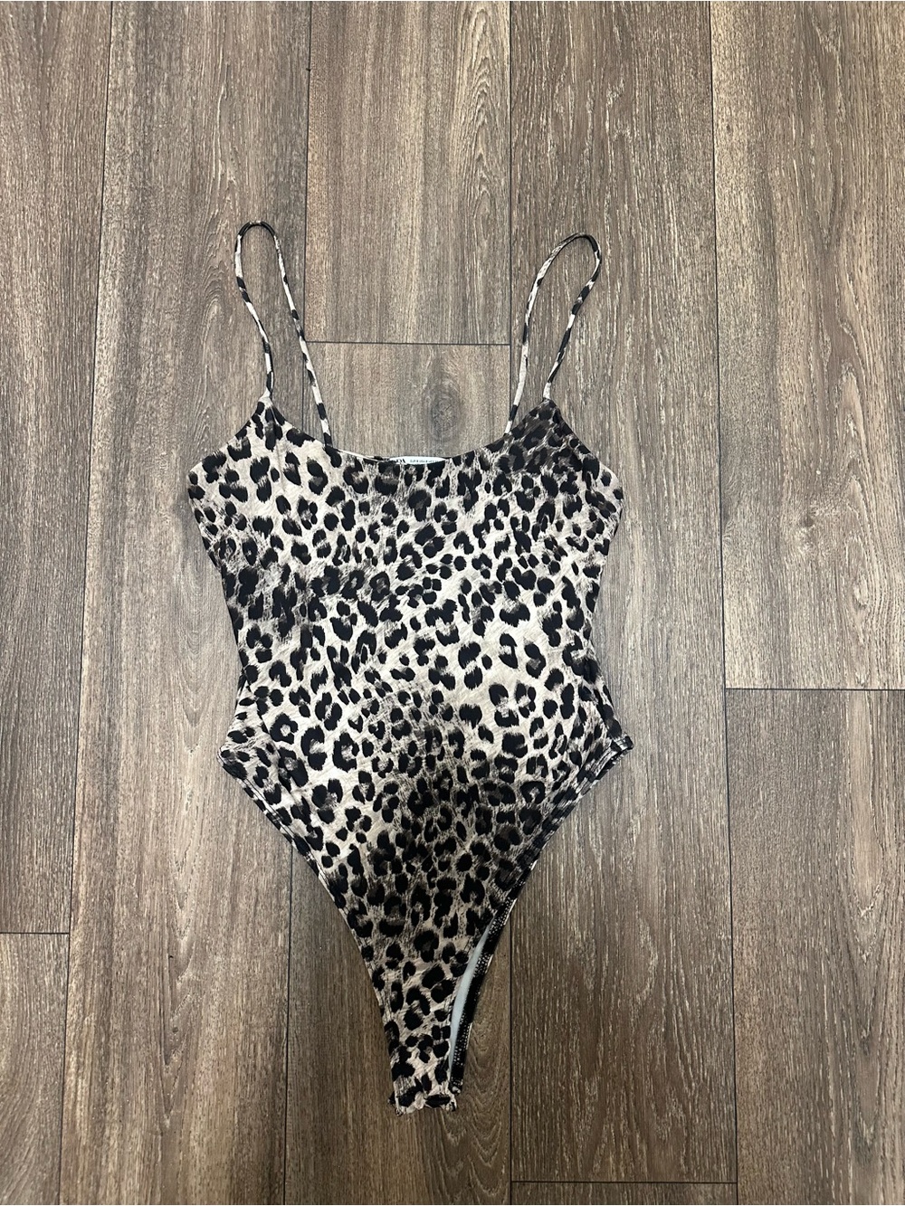 Zara Leopard Print Spaghetti Strap Bodysuit